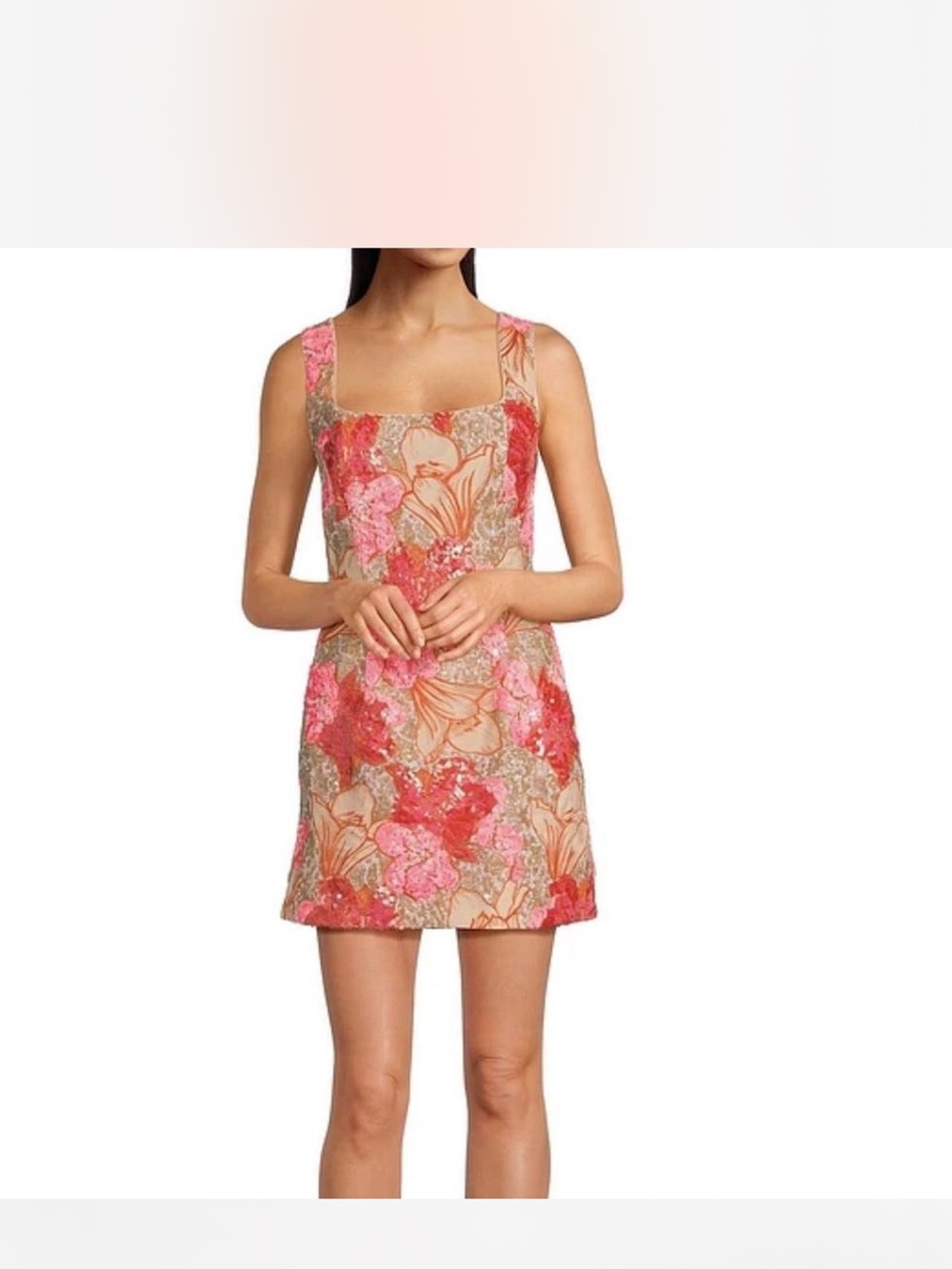 Muse Pink & Coral Floral Square-Neck Mini Dress